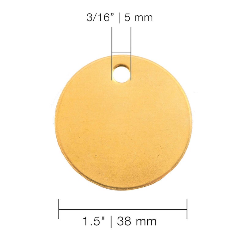 CH Hanson Metal Stamping Blanks - 1-1/2" Blank Tags with Holes, Name & Pet Tags, Label Equipment - Model 1098B, Durable 18-Gauge Brass (100 Count) - Image 2